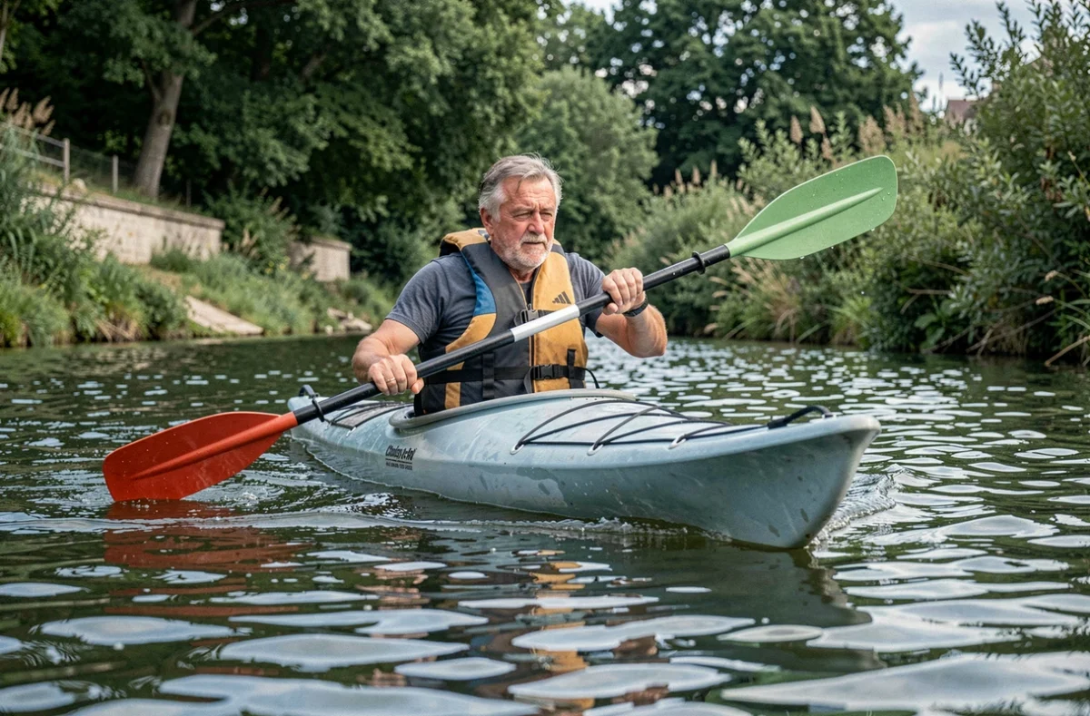 Homme en kayak sur la rivière à la Base de plein air et de loisirs de Choisy-le-Roi