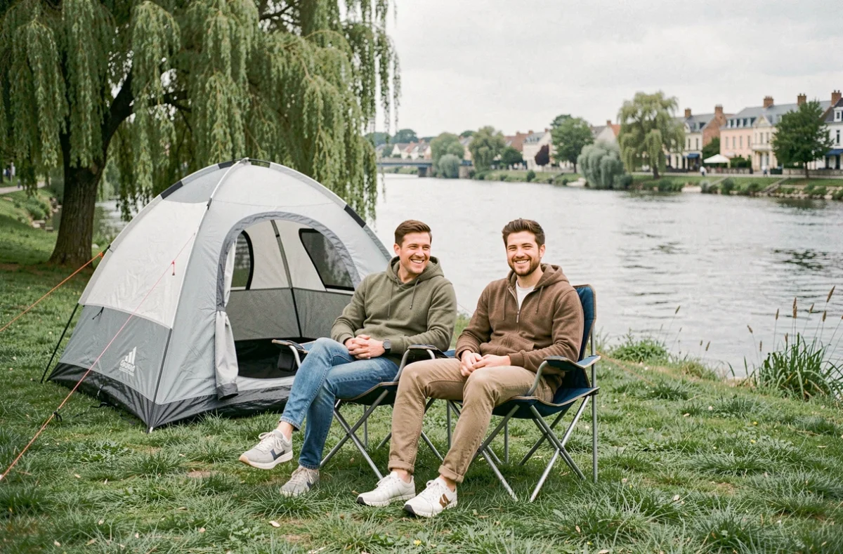 Couple se relaxant au bord de la Marne au Camping Paris Est à Champigny-sur-Marne