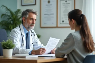 Médecin consultant un patient avant une plongée sous-marine pour évaluer les contre-indications médicales