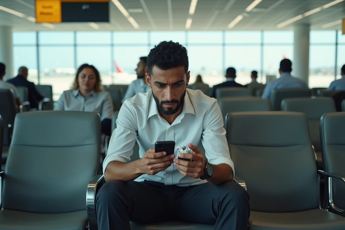 Passager attendant une réponse sur ses droits après l'annulation de son vol à Casablanca CMN