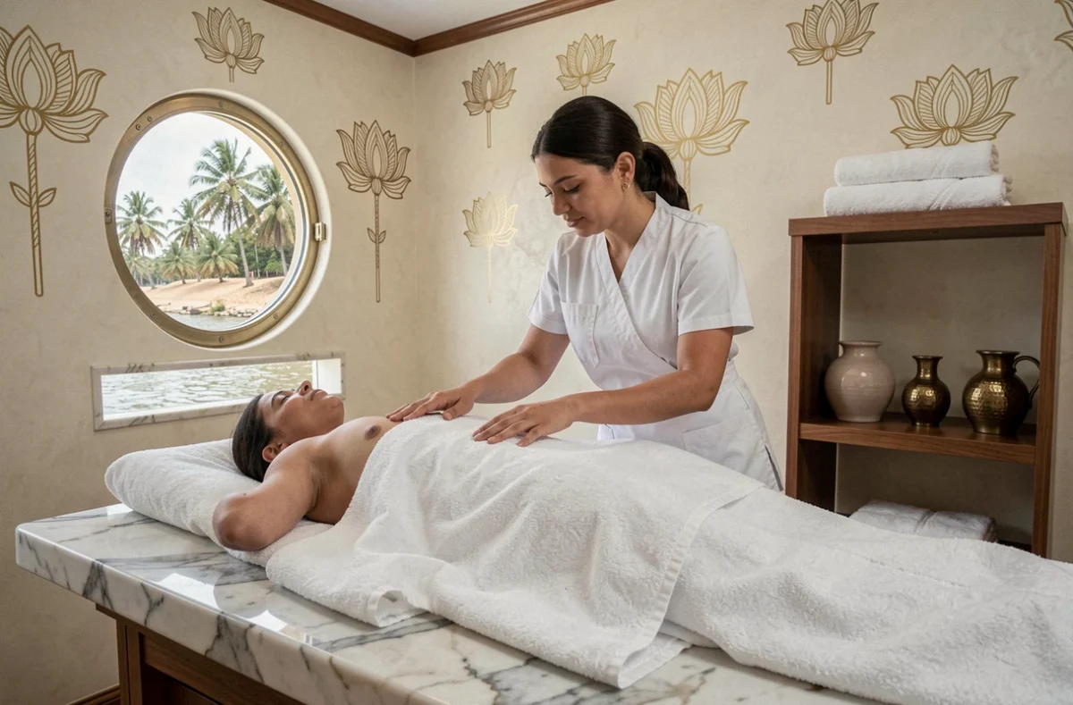 Soin spa relaxant dans la cabine de bien-être d'un bateau de croisière cinq étoiles sur le Nil en Égypte
